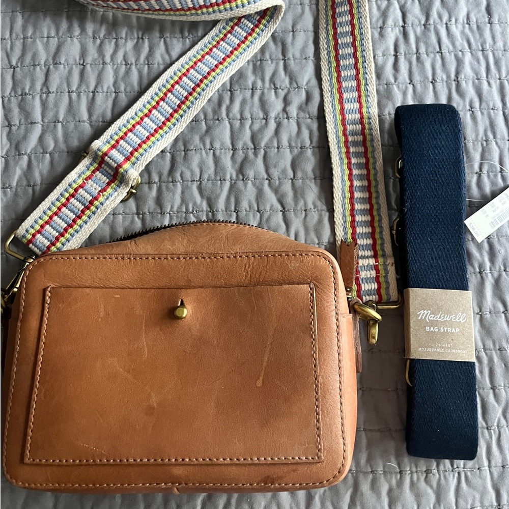 Madewell Brown Leather Transport Crossbody Bag w/Extra Strap - Good Condition